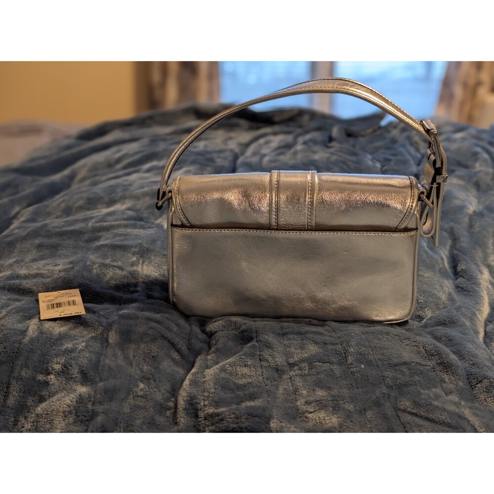 Michael Kors Colby Shoulder Bag Silver Metallic Leather Suede Interior NWT - Picture 3 of 8